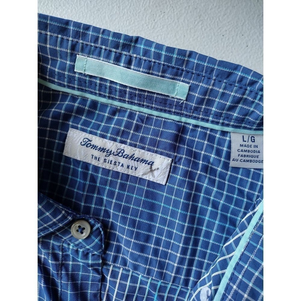 Tommy Bahama The Siesta Key Mens L/G Blue Plaid Long Sleeve Button‎ Down Shirt - Picture 4 of 10